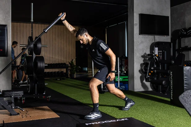 Loaded split squat with dumbbells
